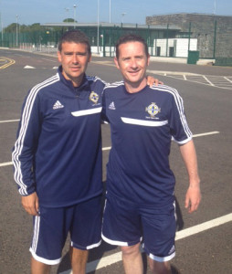 Darren with Northern Ireland record goalscorer David Healy.