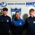 Manager Darren Mullen with new Signings Tommy Teggart and Ben Harvey