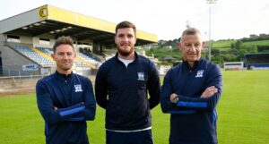 Assistant Manager Ryan Moffatt, New Signing Lee Newell and Manager Stuart King