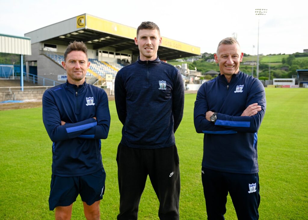 Assistant Manager Ryan Moffatt, new signing Andy Martin and Manager Stuart King