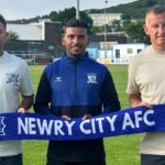 Assistant Manager and first team manager Stuart King with new signing Pablo Andrade